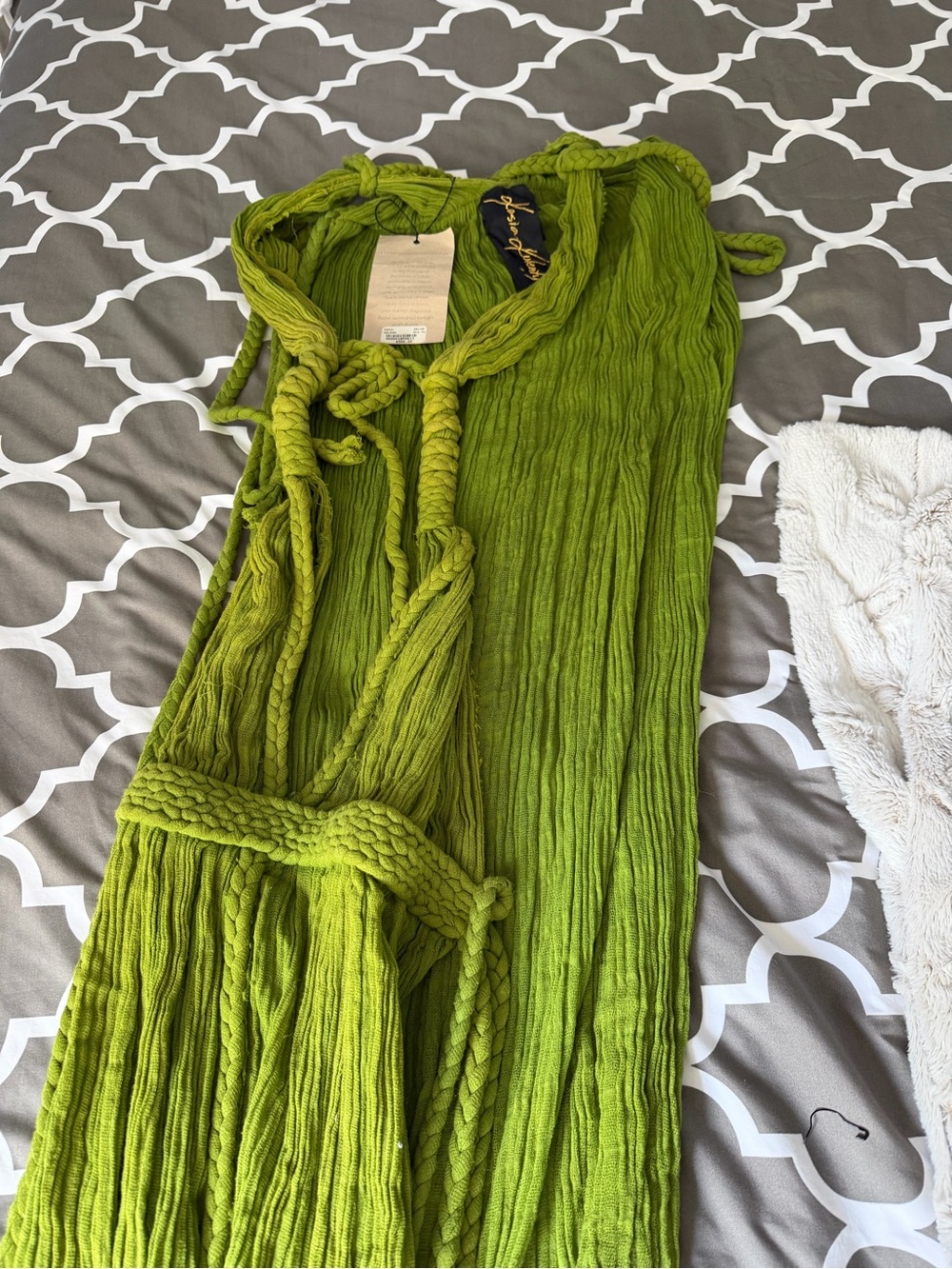 Boho Green  Jumpsuit with Braided Tie